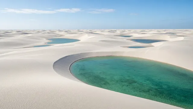 Lençóis Maranhenses Quartz Dunes Embracing Emerald Lagoon Shores