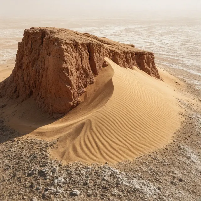 Dasht-e Kavir Wind-Scoured Sand and Yardang Ridge Alignment