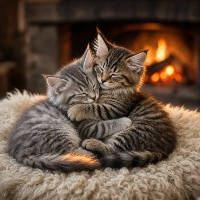 Hearthside Maine Coon Fluffball Slumber on Sheepskin