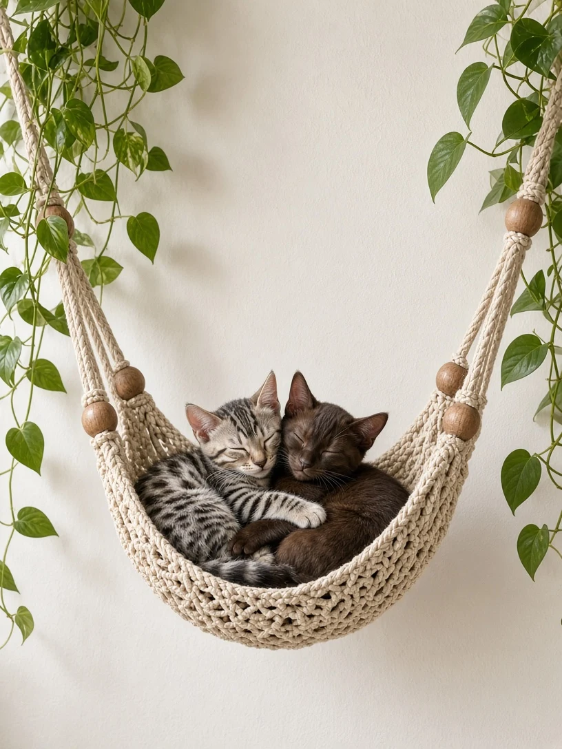 Bohemian Macramé Hammock Snuggle in Natural Morning Light