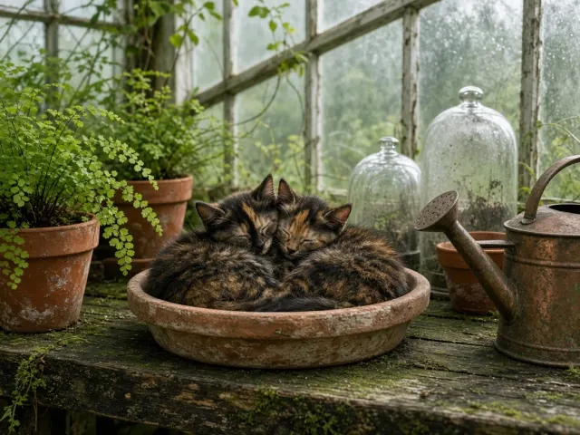 Rustic English Potting Shed Greenhouse Kitten Sanctuary