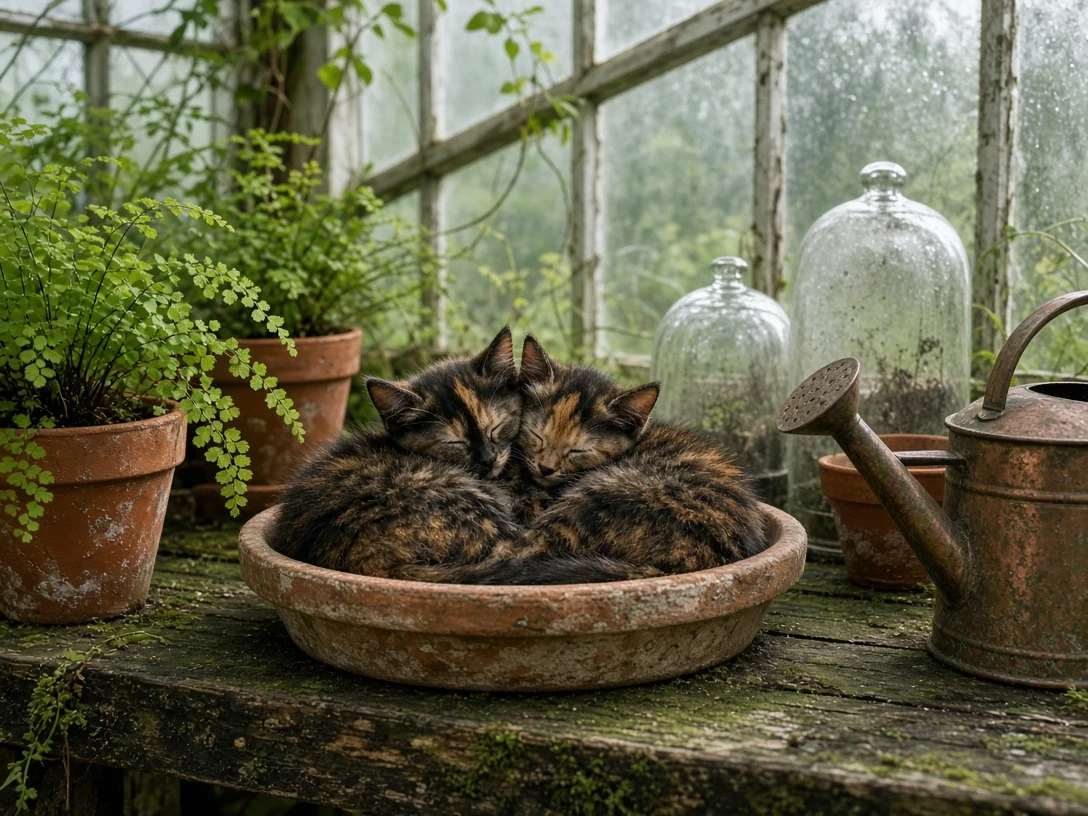 Rustic English Potting Shed Greenhouse Kitten Sanctuary