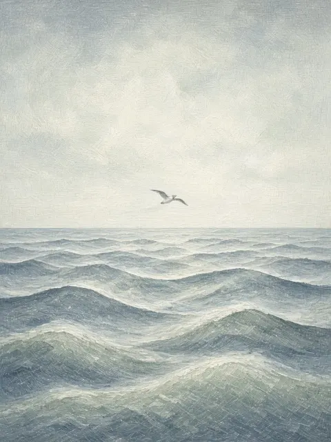 Tempera Study of Northern Ocean Swell Under Cloudless Sky