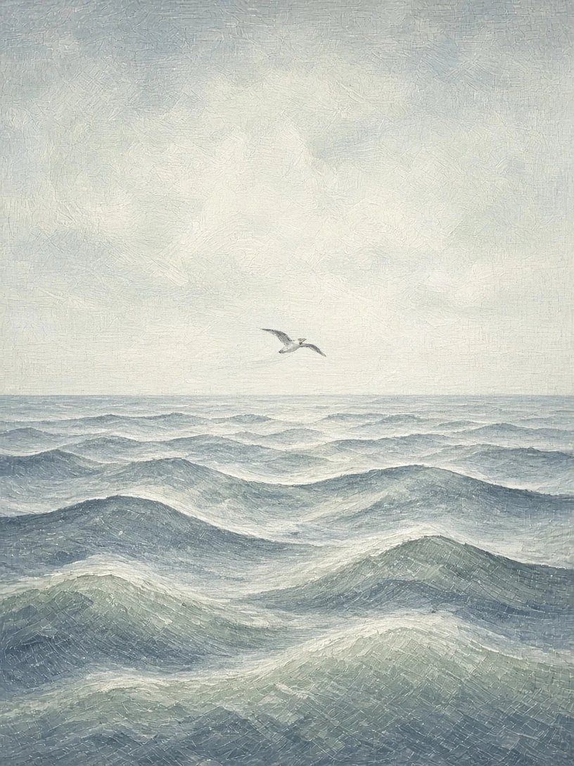 Tempera Study of Northern Ocean Swell Under Cloudless Sky