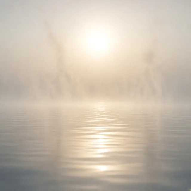 Soft Morning Mist Lifting from Still Coastal Ocean