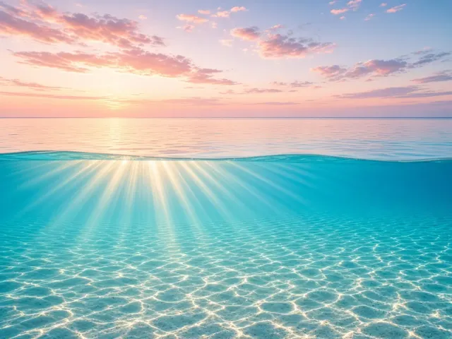Split Over-Under Perspective of Tropical Lagoon at Dawn