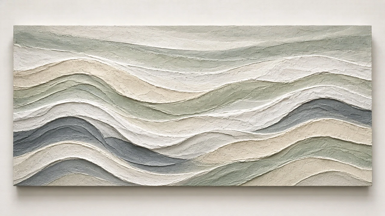 Mixed Media Plaster and Acrylic Study of Rhythmic Swells