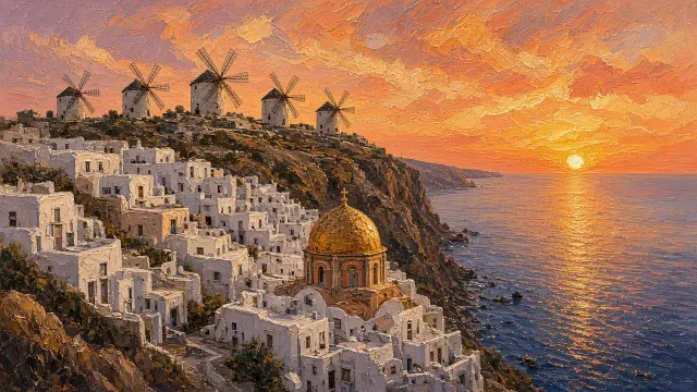 Cinematic Sunset Ridge Along Mediterranean Sea Cliffs
