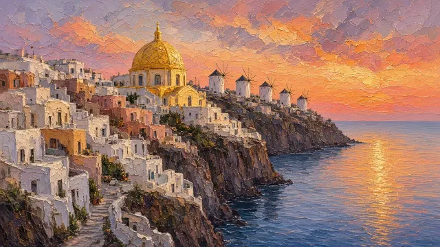 Luminous Oil Study of Sunset Light on Whitewashed Walls