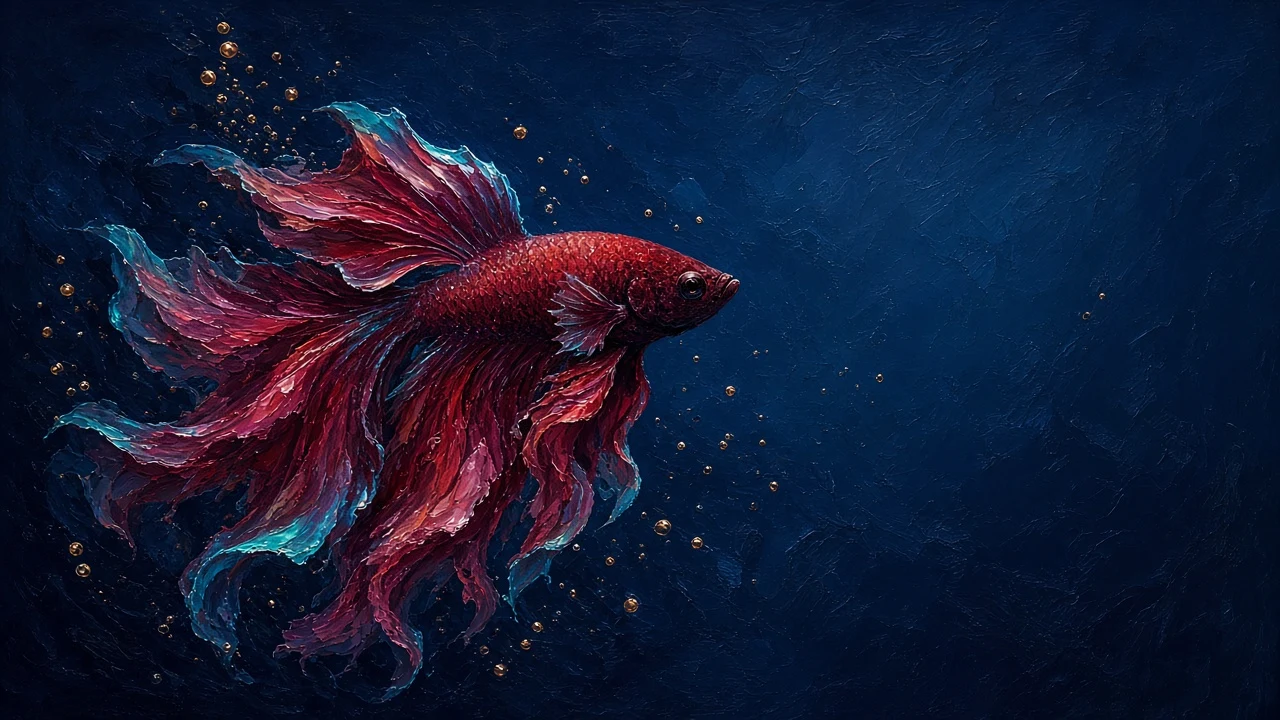 Midnight Crimson Halfmoon Betta Fine Art Portrait