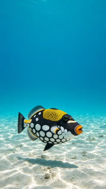 Clown Triggerfish Cruising Sunlit Shallows Banner