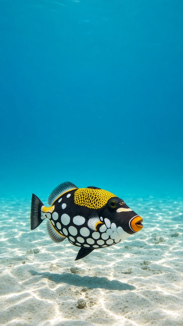 Clown Triggerfish Cruising Sunlit Shallows Banner