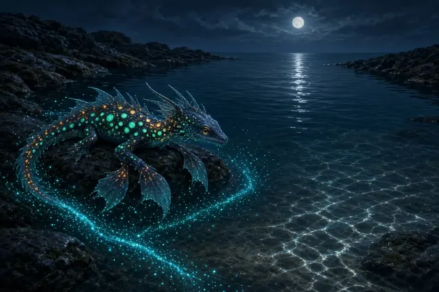 Luminescent Dragonet in Midnight Tidepool Art