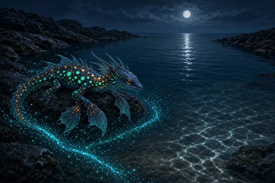 Luminescent Dragonet in Midnight Tidepool Art