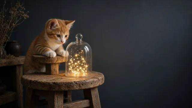 Fairy Light Terrarium Cloche Phone Wallpaper with Clean Sky Space