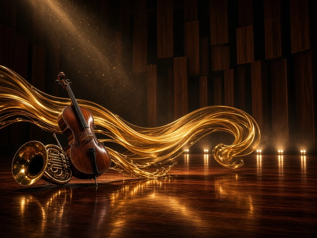 Molten Brass and Liquid Silk Crescendo on an Orchestral Stage