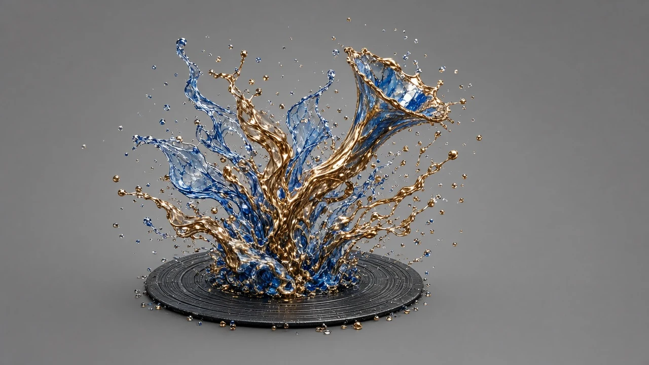 High-Speed Cymatic Splash Forming a Horn Silhouette in Liquid Lapis