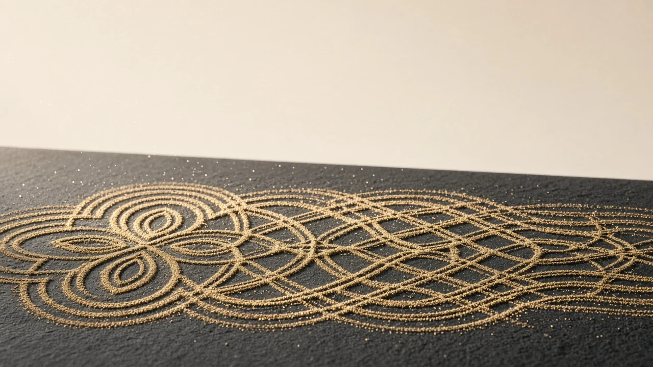 Cymatic Golden Sand Ripples with Clear Morning Air