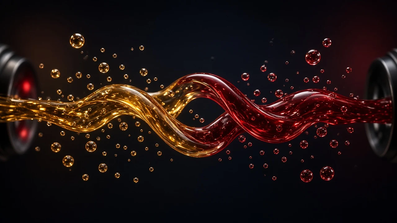 Microgravitational Dance of Liquid Amber and Crimson Acoustical Ribbons