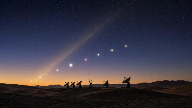 Atacama Dawn Ecliptic Alignment over Desert Radio Antennas