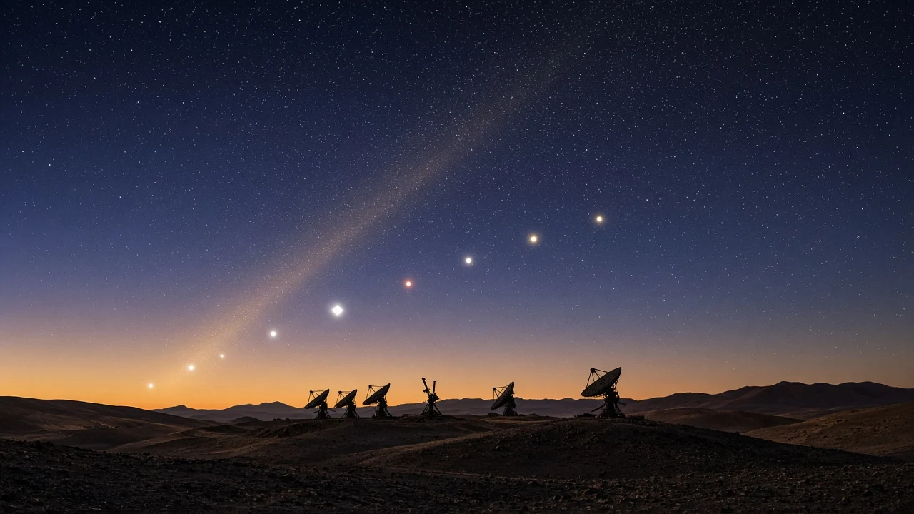 Atacama Dawn Ecliptic Alignment over Desert Radio Antennas