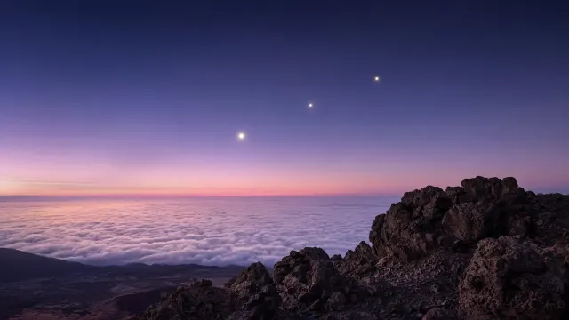 Canary Caldera Sea of Clouds under Rising Dawn Planetary Arc