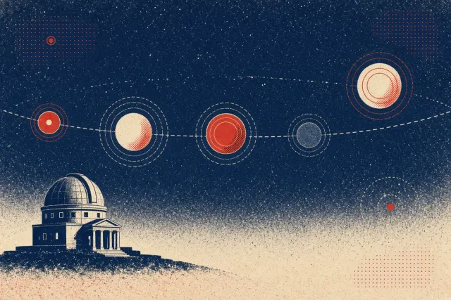 Minimalist Risograph Celestial Diagram of the Planetary Conjunction