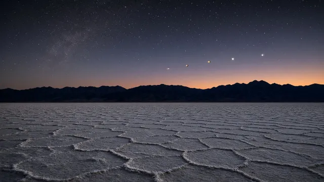 Badwater Basin Salt Polygons Under Pre-Dawn Ecliptic Sequence
