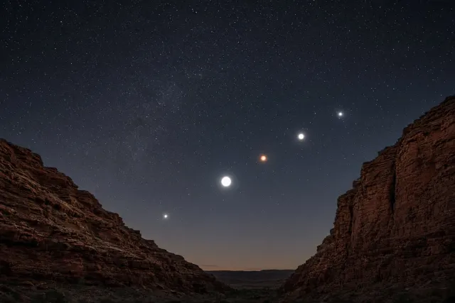 Australian Outback Sandstone Gap Framing the Morning Planets