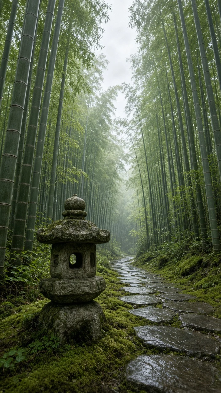 Vertical Ascendance in a Verdant Bamboo Grove