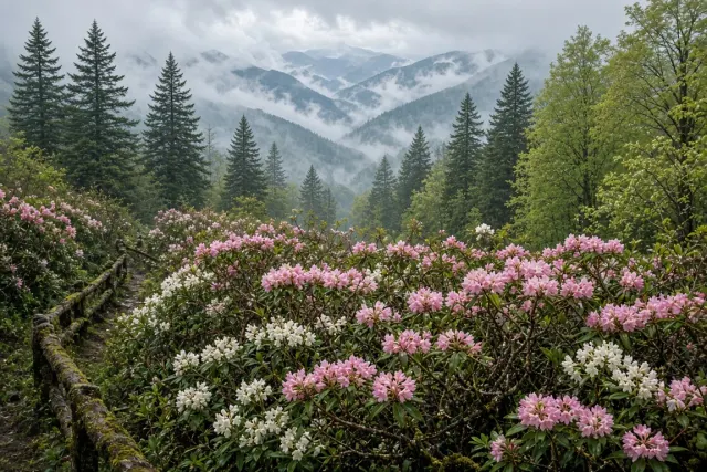 Appalachian Mountain Laurel Canopy in Spring Bloom