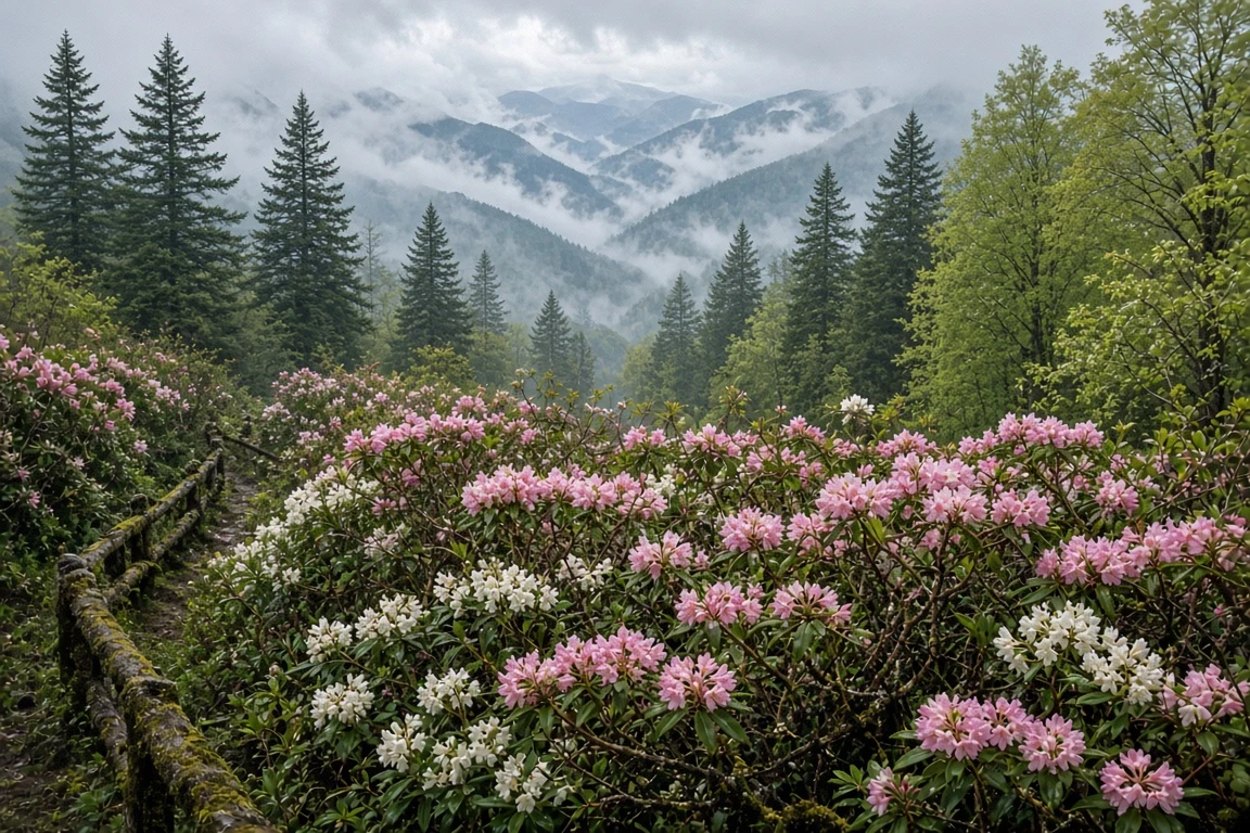 Appalachian Mountain Laurel Canopy in Spring Bloom