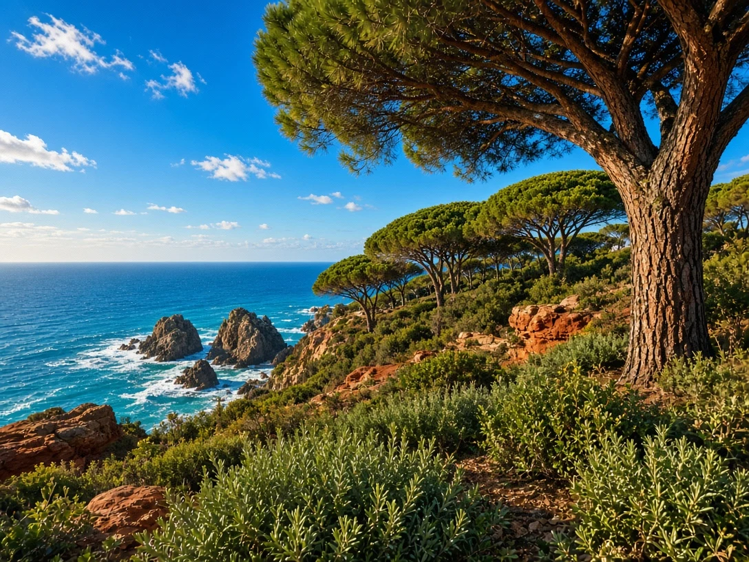 Maritime Umbrella Pines on Mediterranean Coastal Cliffs