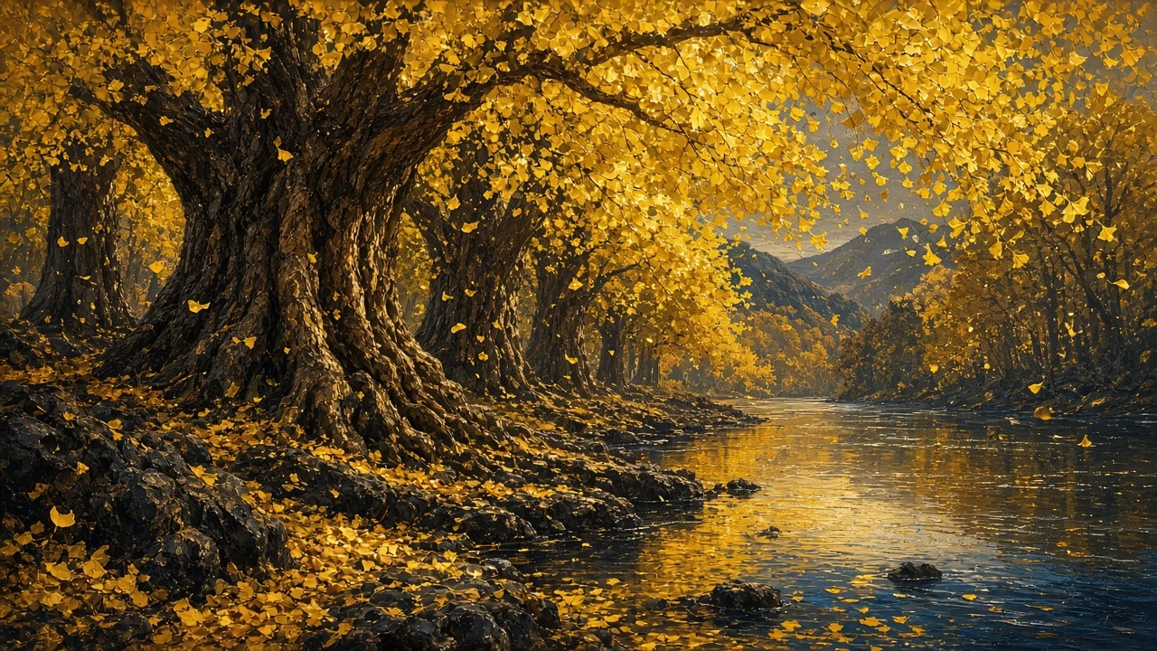 Primeval Ginkgo Forest in Golden Autumn Radiance