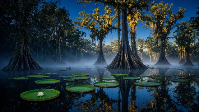 Flooded Igapó Rainforest Mirroring Early Dawn Light