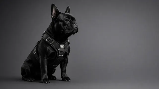 High-Fashion Studio Editorial Portrait of Black French Bulldog