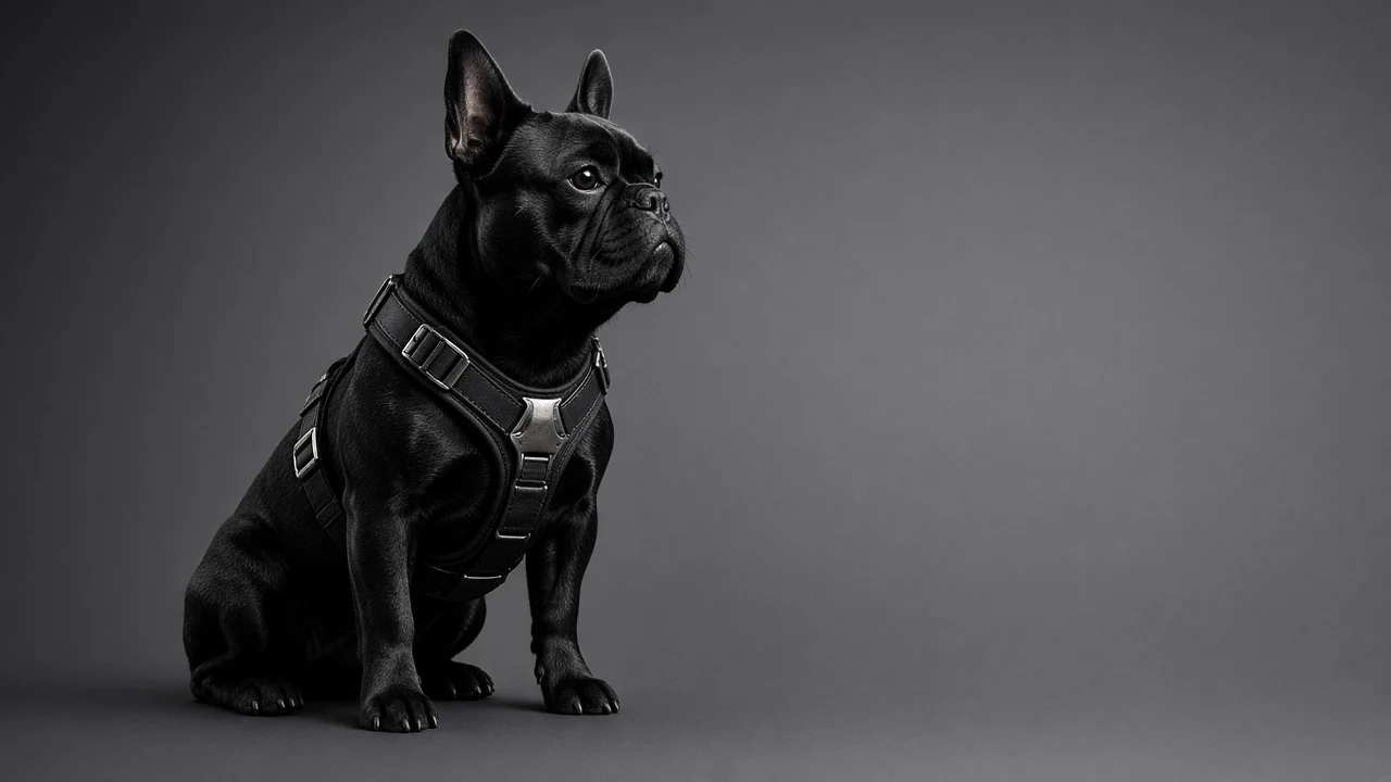 High-Fashion Studio Editorial Portrait of Black French Bulldog