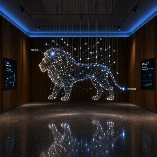 Suspended Fiber-Optic Installation of Leo the Lion