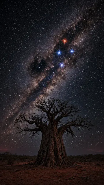The Southern Cross Above a Solitary Madagascar Baobab