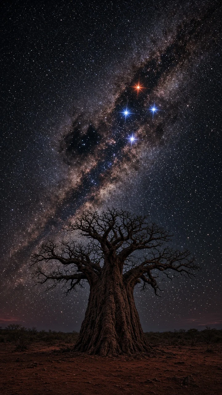 The Southern Cross Above a Solitary Madagascar Baobab