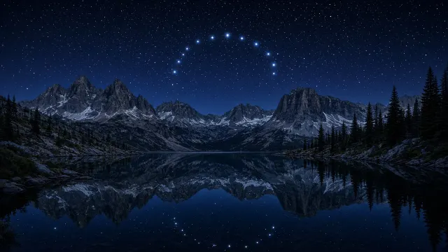Corona Borealis Mirrored in a Still Alpine Tarn
