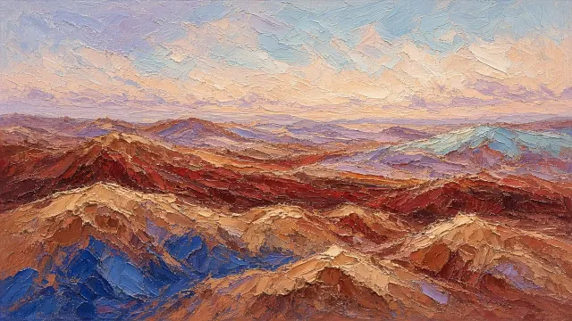 Palette Knife Impasto Dawn Across Chinle Stratified Badlands