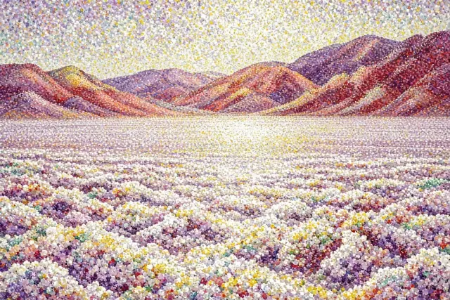 Pointillist High Noon Horizon Over Mineral Salt Pan