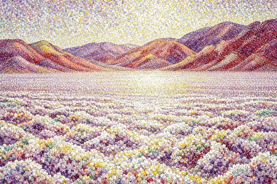 Pointillist High Noon Horizon Over Mineral Salt Pan