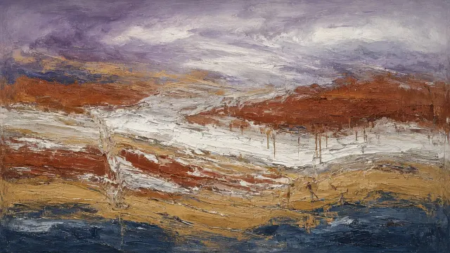 Squeegee Dragged Abstract Expressionist Mesa Horizon