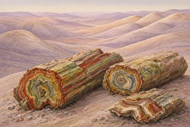 Egg Tempera Agate Rings and Petrified Wood Wash