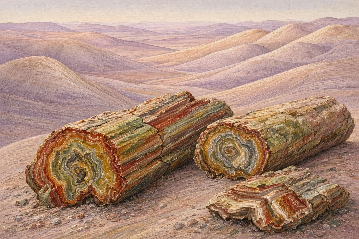 Egg Tempera Agate Rings and Petrified Wood Wash