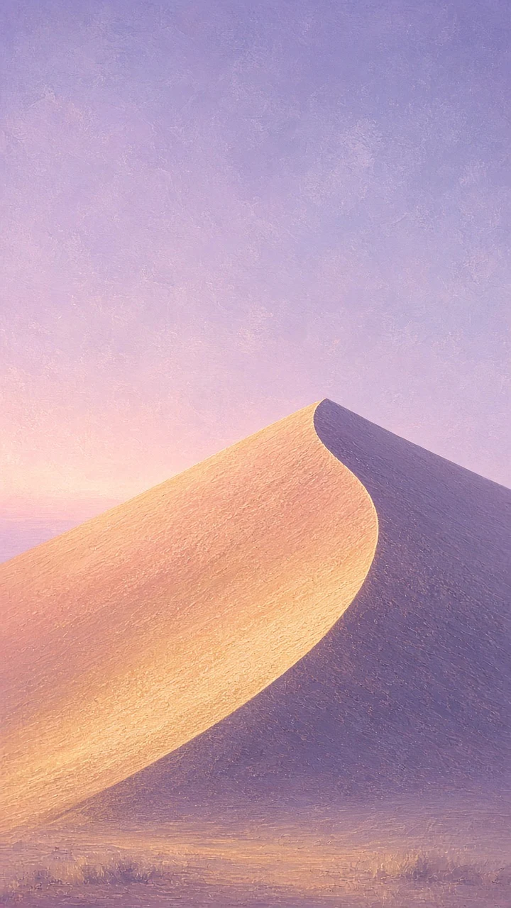 Minimalist Stippled Dune Crest with Expansive Violet Sky