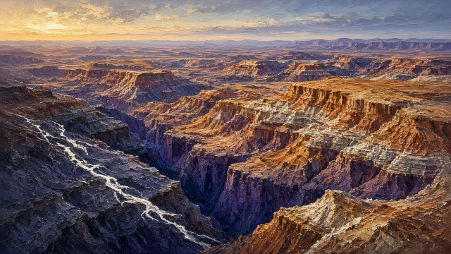 Monumental Panoramic Oil Study of Badland Fault Zones