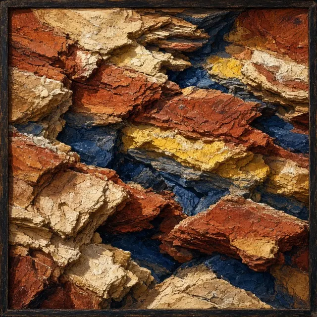 Trompe L'oeil image example: Trompe L'oeil Fractured Shale Cliffs in Raking Sunlight